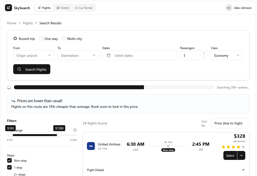 Flight Search preview
