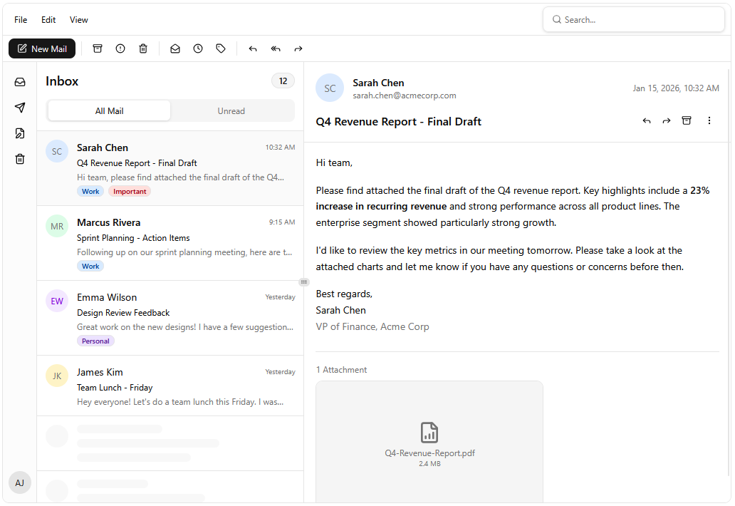 Mail app blueprint